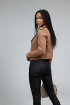 Eloise | Women's Cropped Suede Moto Jacket with Zip Front