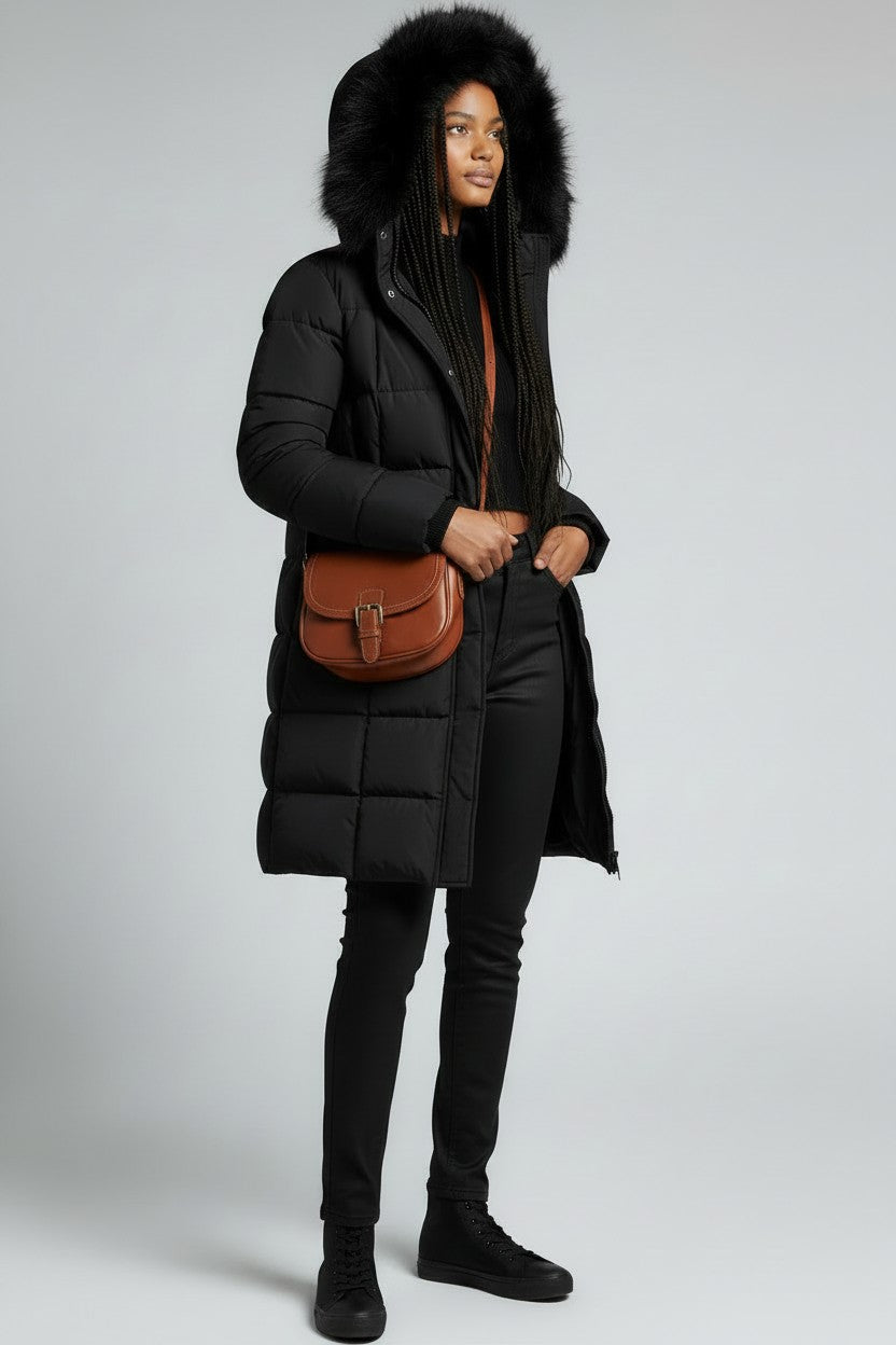 Arabella | Long Puffer Winter Coat with Fur Hood for Women