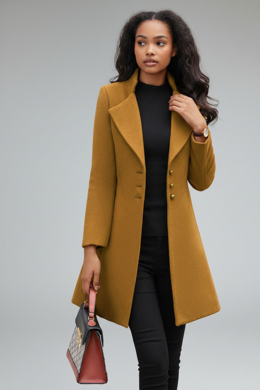Lottie | Elegant Tailored Wool Blend Longline Coat for Women