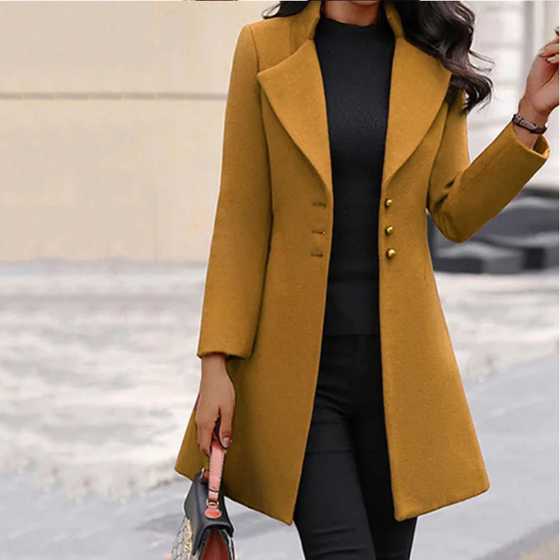 Lottie | Elegant Tailored Wool Blend Longline Coat for Women