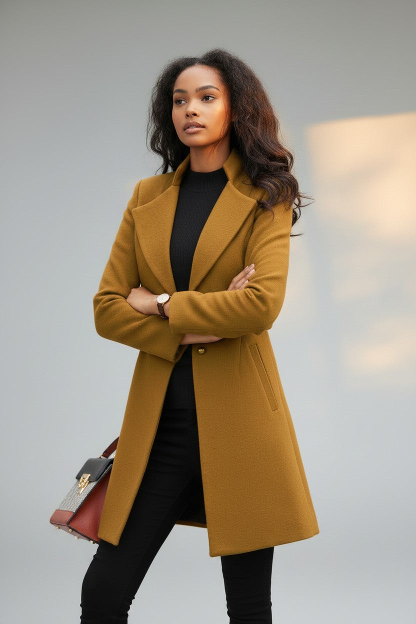 Lottie | Elegant Tailored Wool Blend Longline Coat for Women