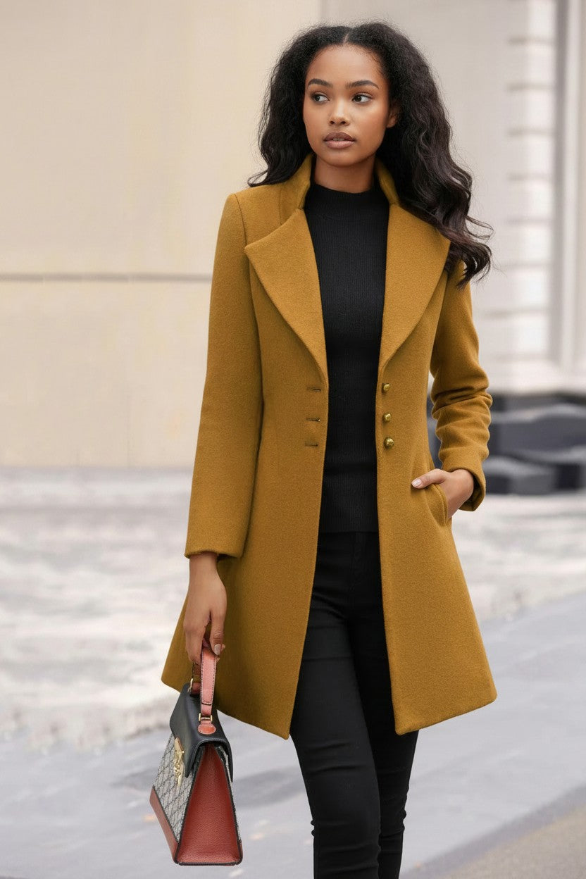 Lottie | Elegant Tailored Wool Blend Longline Coat for Women