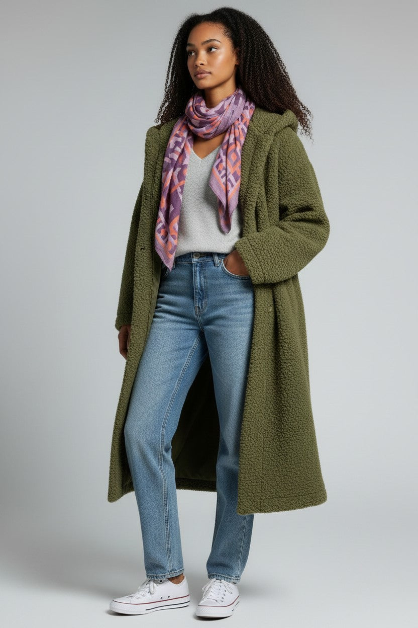 Alice | Cozy Hooded Wool-Blend Longline Coat for Women