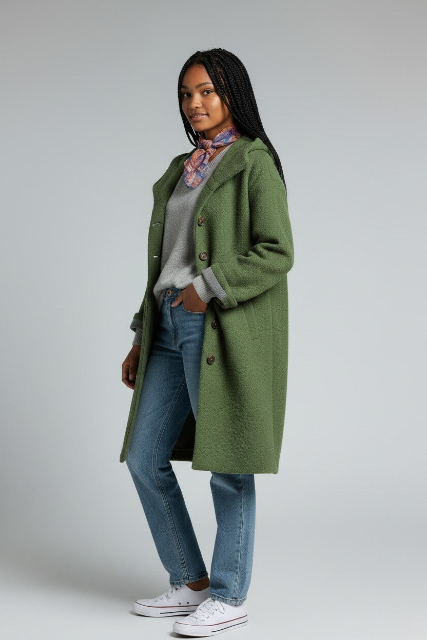Alice | Cozy Hooded Wool-Blend Longline Coat for Women