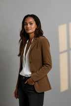 Fiona | Women's Suede Blazer with Patch Pockets and Notch Lapel