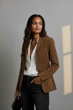 Fiona | Women's Suede Blazer with Patch Pockets and Notch Lapel