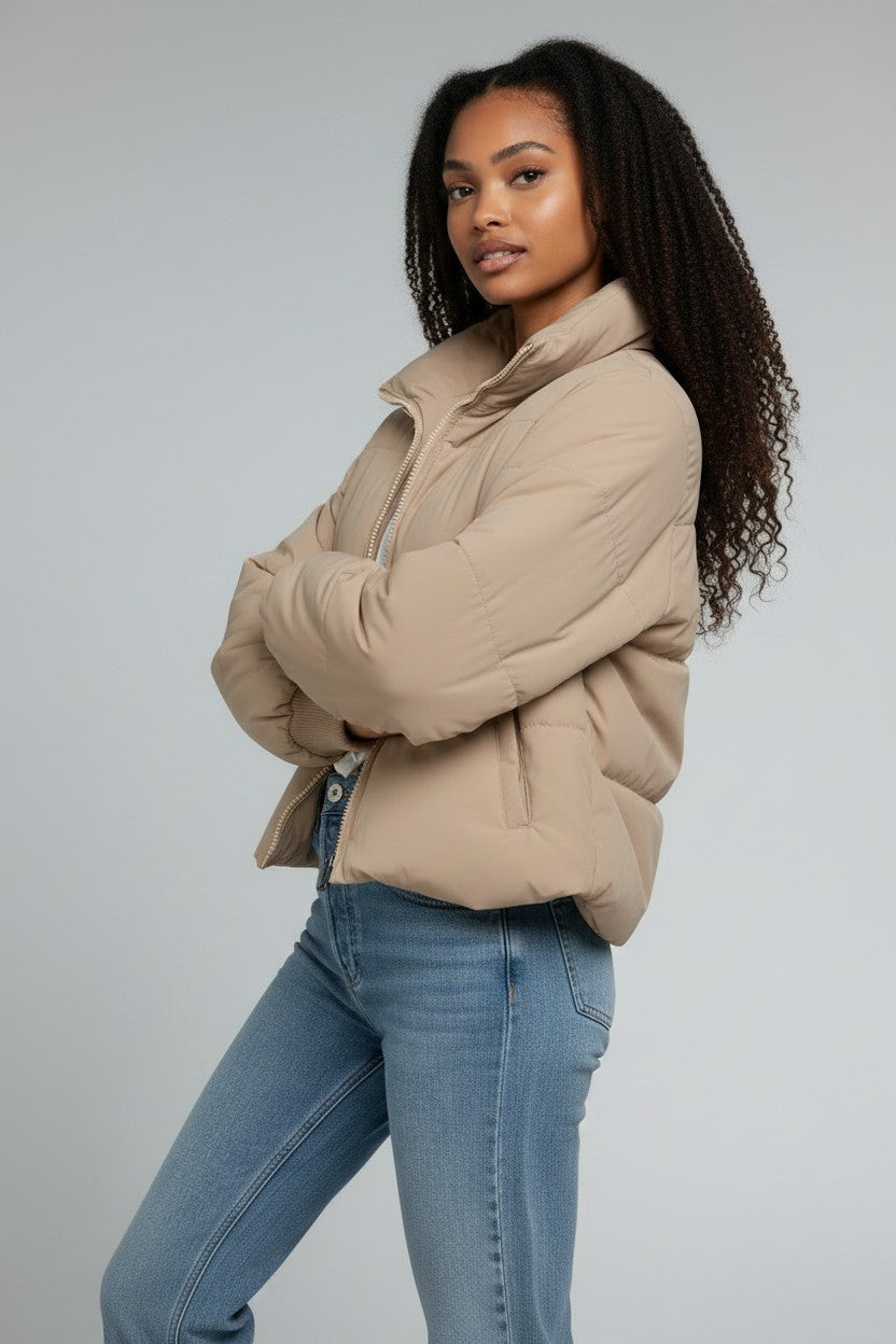 Camilla | Women's Cropped Quilted Puffer Jacket with Zip