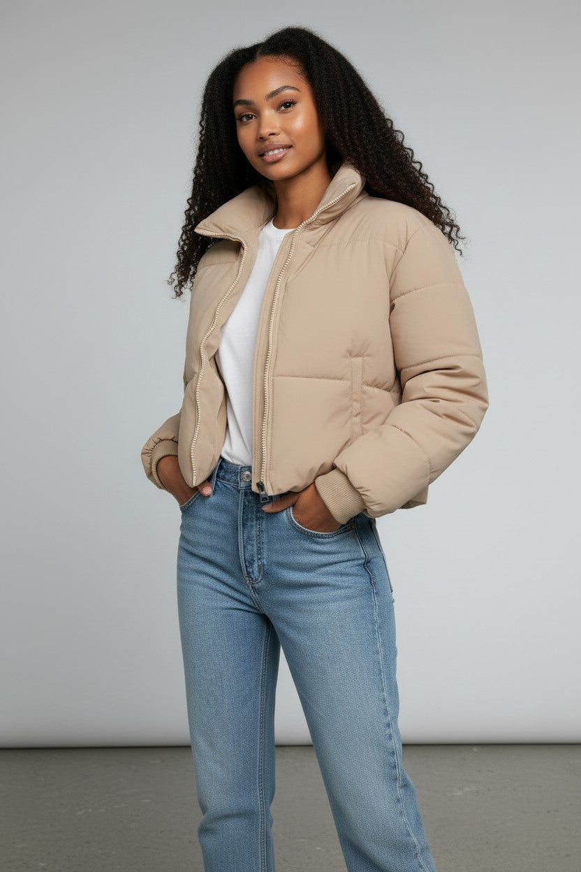 Camilla | Women's Cropped Quilted Puffer Jacket with Zip