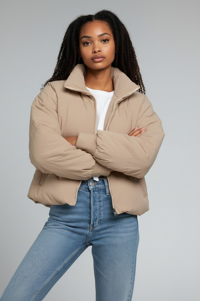 Camilla | Women's Cropped Quilted Puffer Jacket with Zip